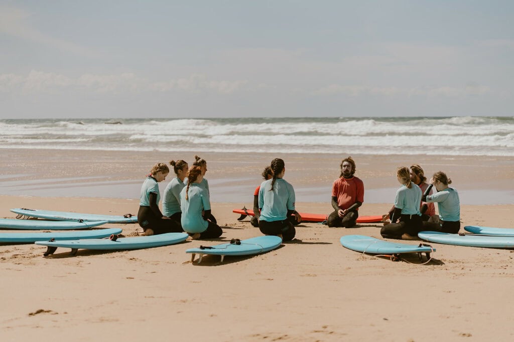 Gruppe Surferinnen Portugal 